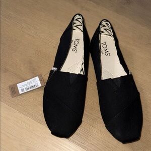 Tom’s alpargata Classic black cotton canvas slip ons size 9.5 women’s NEW w/tags